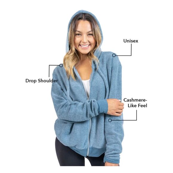 Soft Serve Cloud Cotton Zipper Hoodie Size XL Blue - Picture 1 of 7